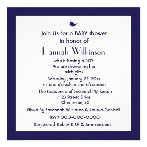 Whales Tale & Wavy Navy Invitation