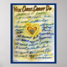 What Cancer Cannot Do (Blue and Gold Text) Blue Ln Posters