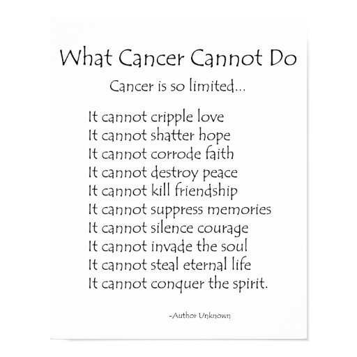 What Cancer Cannot Do Poem Poster Print | Zazzle What Cancer Cannot Do Poem Poster Print | Zazzle