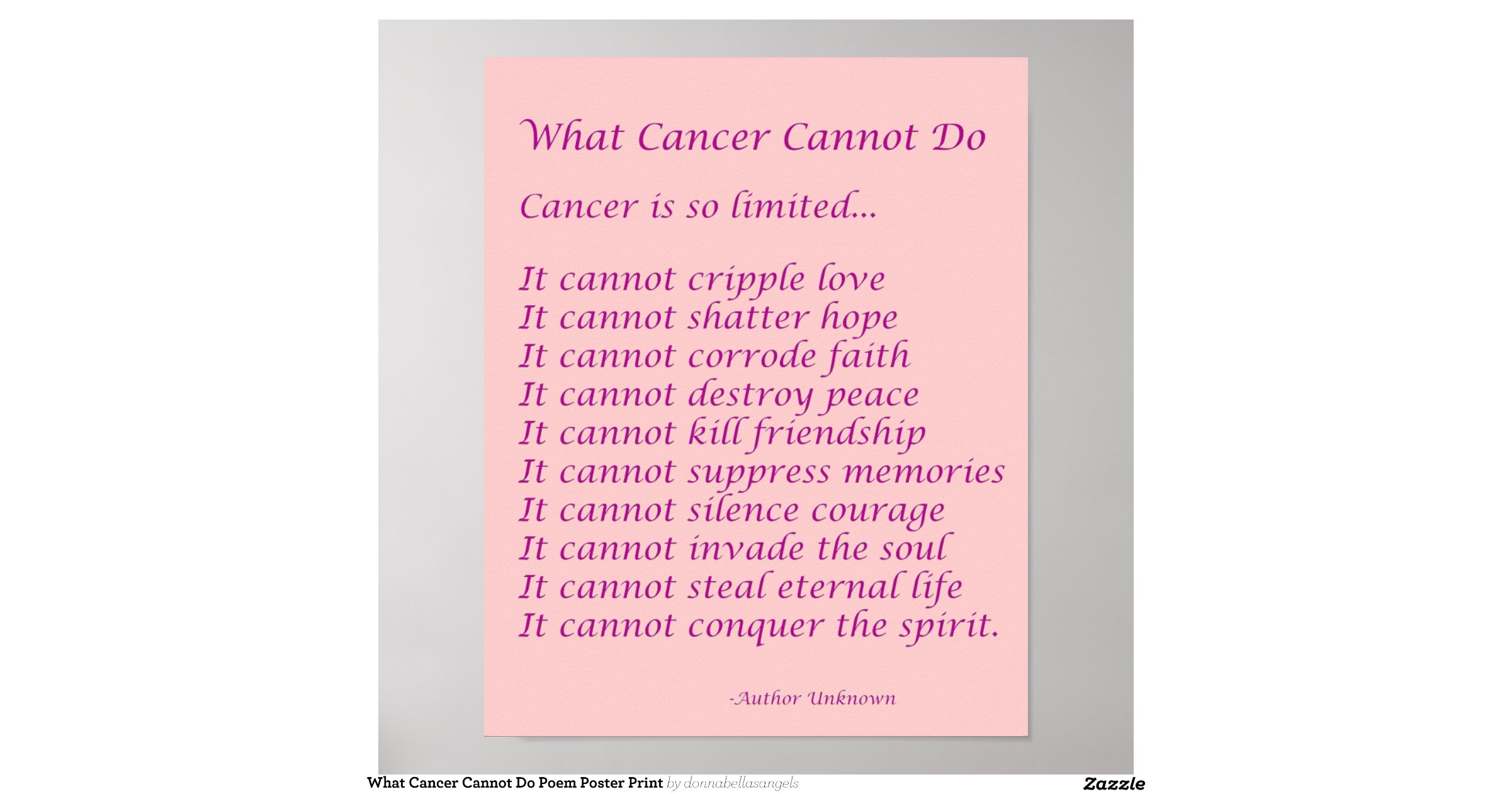what cancer cannot do poem poster print