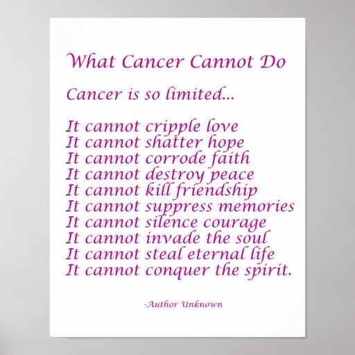 What Cancer Cannot Do Poem Poster Print | Zazzle