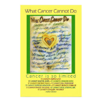 What Cancer Cannot Do Poster (Blue & Gold Text) posters