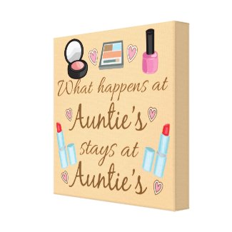 What happens at Auntie's Stretched Canvas Print
