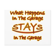 What Happens in Garage Stays..bright letters Post Cards