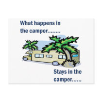 What happens in the camper, stays in the camper postcards