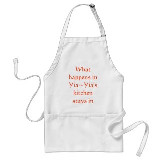 What happens in Yia~Yia's kitchen apron apron