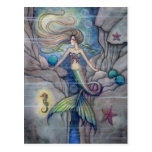 What Lies Beneath Mermaid and Seahorse Postcard