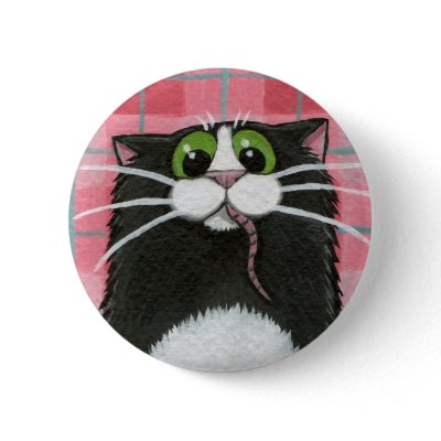What Mouse? Whimsical Cat Button by LisaMarieArt