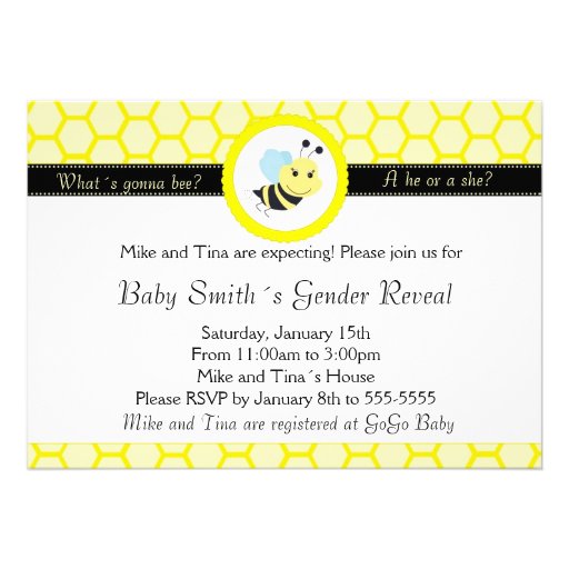What´s gonna bee baby shower gender reveal custom invitations