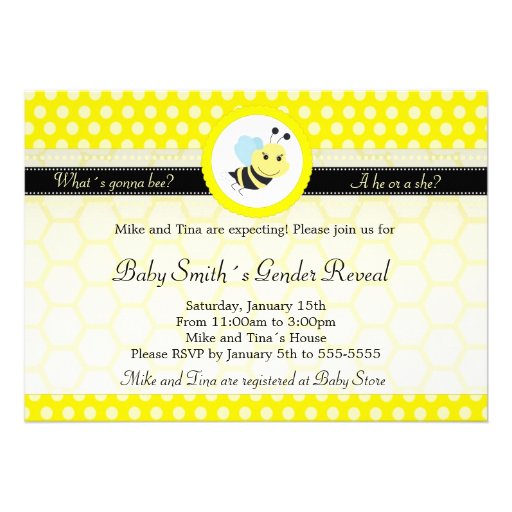 What´s gonna bee baby shower gender reveal polka invitation