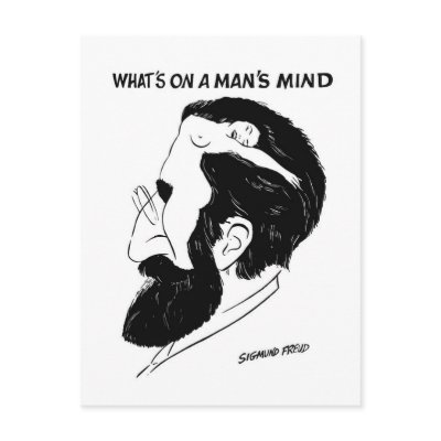 What`s on a man`s mind post card by sattva_art
