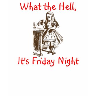 Alice getting ready for Friday night partying by drinking the 'drink me' potion