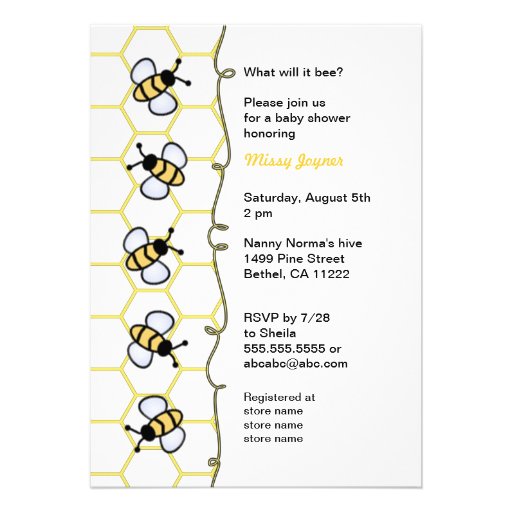 What will it be Bumble Bee baby shower invite (front side)