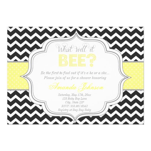 What Will It Be? Chic Chevron Baby Shower Invite (front side)