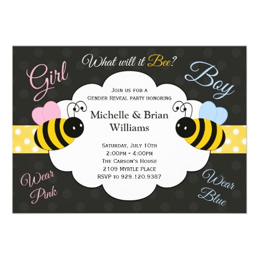 What will it Bee Gender Reveal Party Invitation (front side)