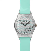 Whatever, I'm late anyways - Turquoise Chevron Wrist Watches  at Zazzle