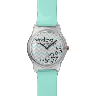 Whatever, I'm late anyways - Turquoise Chevron Wrist Watches