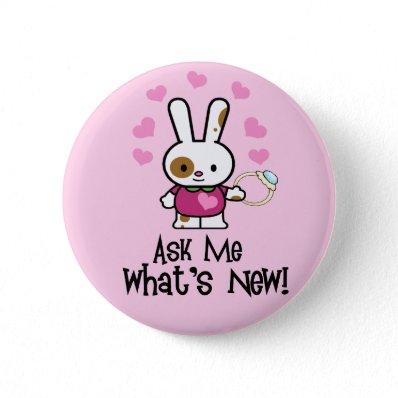 What&#39;s New? CUTE Engagement Bunny Pinback Button