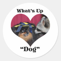 What's Up Dog Round Stickers