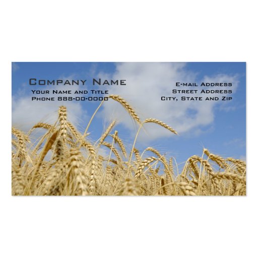 Wheat Farmer Business Cards (front side)