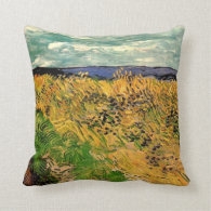 Wheat Field with Cornflowers by Van Gogh. Pillow