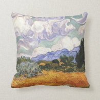 Wheat Field with Cypress by Van Gogh. Pillow