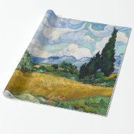 Wheat Field with Cypresses by Vincent Van Gogh Wrapping Paper