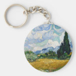 Wheat Field with Cypresses Keychain