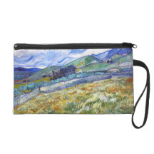 Wheat Field with Mountains in the Background Wristlet Clutch