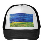 Wheat Fields Under Clouded Sky Van Gogh Mesh Hat