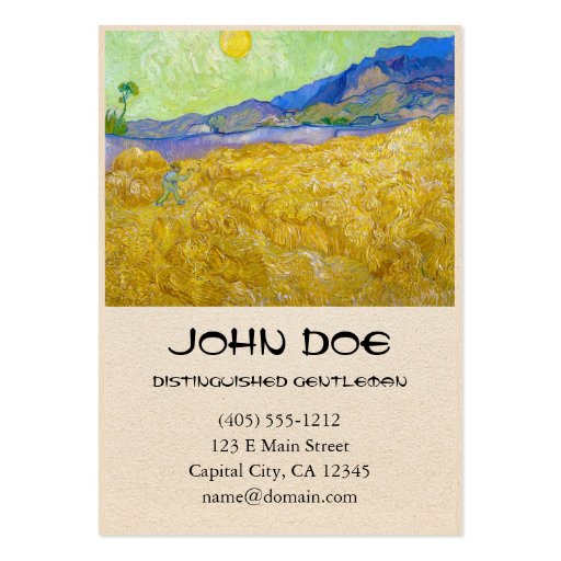 Wheat Fields with Reaper at Sunrise Van Gogh Business Card Template (front side)