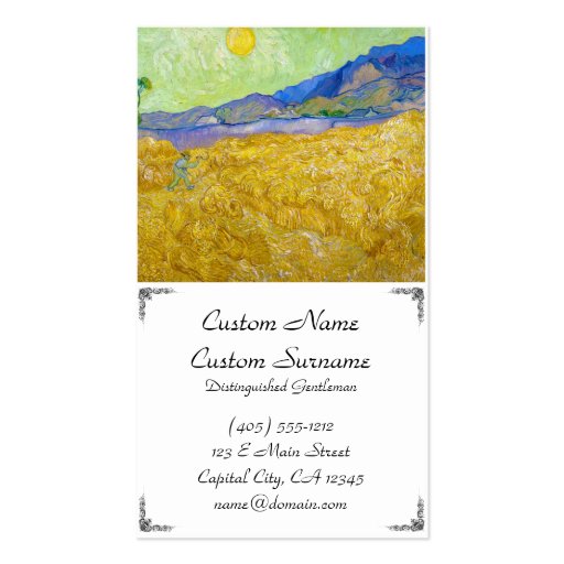 Wheat Fields with Reaper at Sunrise Van Gogh Business Card