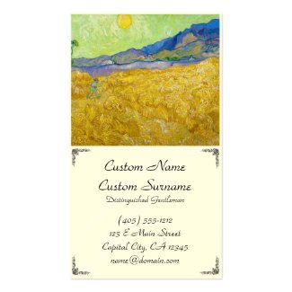 Wheat Fields with Reaper at Sunrise Van Gogh Business Card