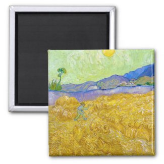 Wheat Fields with Reaper at Sunrise Van Gogh Magnet