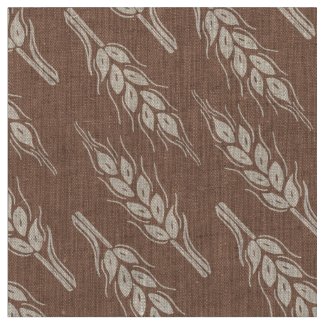 Wheat graphic brown white patterned fabric