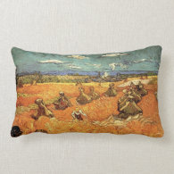wheat Stacks with Reaper by Vincent van Gogh Pillows