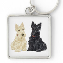 Wheaten and Black Scottish Terriers Keychain