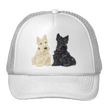 Wheaten and Black Scottish Terriers Trucker Hats