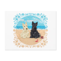 Wheaten & Black Scotties at the Beach Postcard