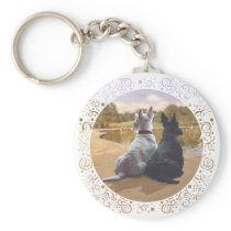 Wheaten & Black Scottish Terriers Key Chain