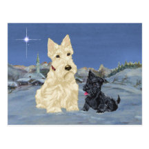 Wheaten Scottie and Pup Christmas Postcards
