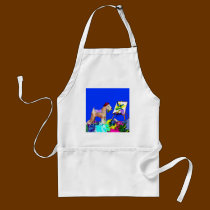 Wheaten Terrier Artist  (Blue Bkgd) aprons