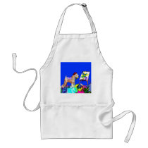 Wheaten Terrier Artist  (Blue Bkgd) aprons