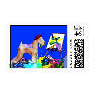 Wheaten Terrier Artist-Blue Postage