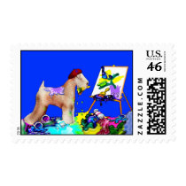 Wheaten Terrier Artist-Blue postage
