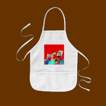 Wheaten Terrier Artist  (Red Bkgd) aprons