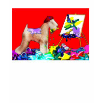 Wheaten Terrier Artist  (Red Bkgd) t-shirts