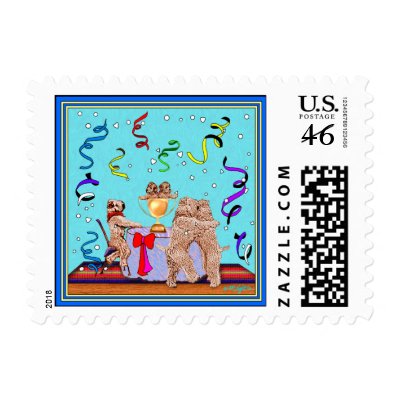 Wheaten Terrier: "Congratulations" Postage Stamp by Aquavel