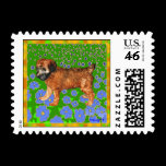 Wheaten Terrier Puppy in Garden stamps
