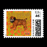 Wheaten Terrier Puppy in Garden stamps